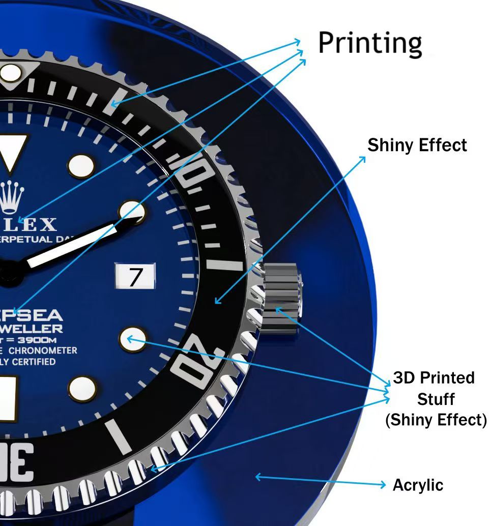 Crown Luxury Table Blue Dial Design (32” Glass Top)