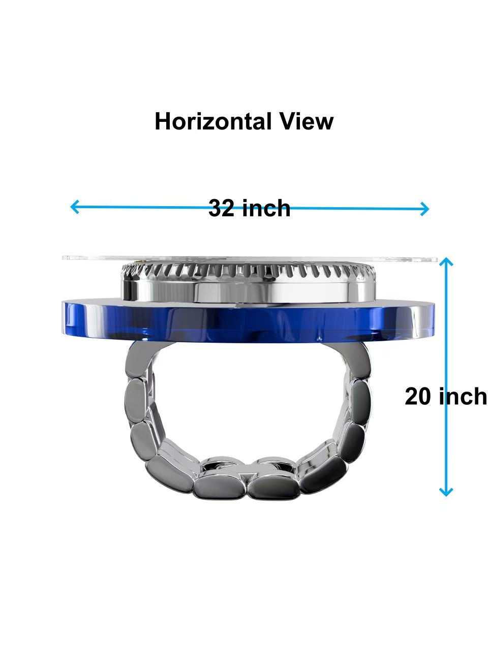 Crown Luxury Table Blue Dial Design (32” Glass Top)