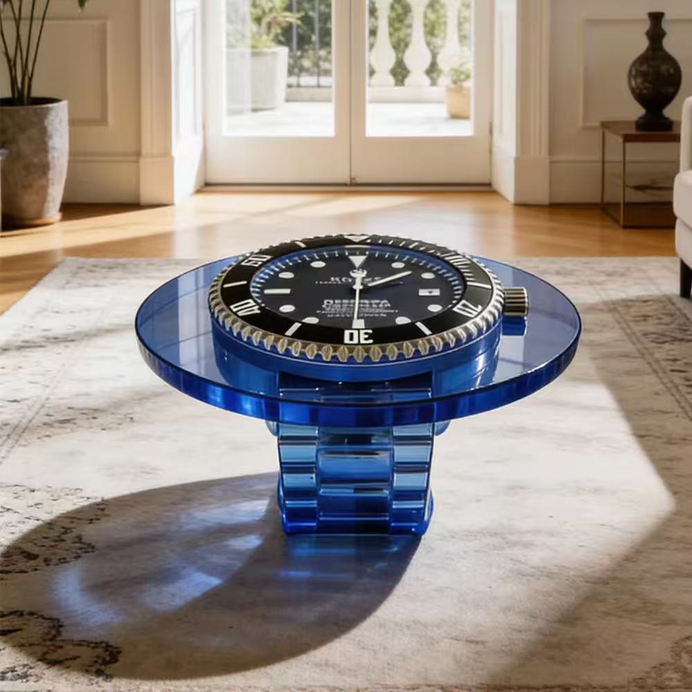 Crown Luxury Table Blue Dial Design (32” Glass Top)